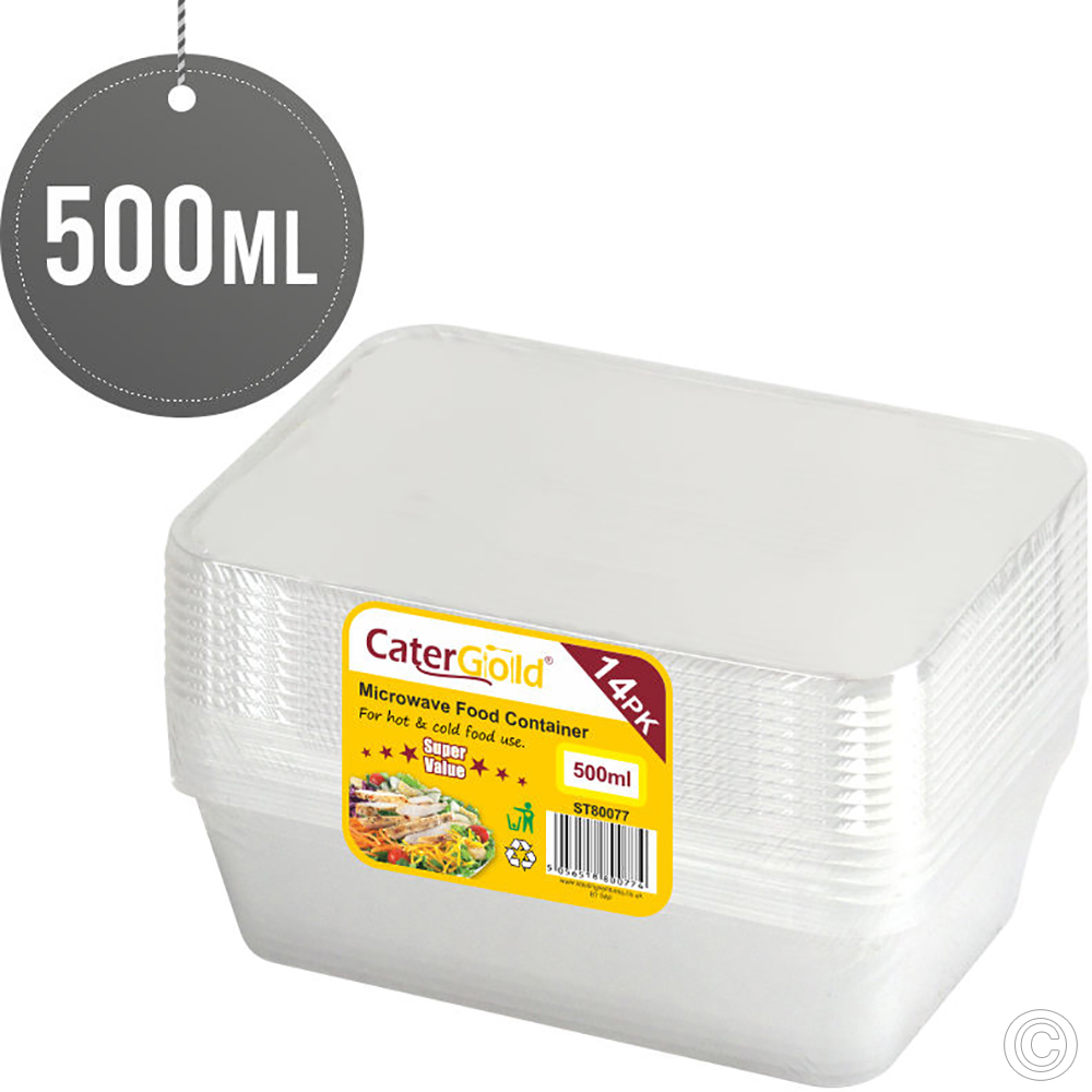 500ml Microwave Plastic Container (500cc) Freezer Reusable Food