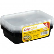 Microwave Plastic Food Containers Black Base 500CC 6pack