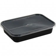 Microwave Plastic Food Containers Black Base 500CC 6pack