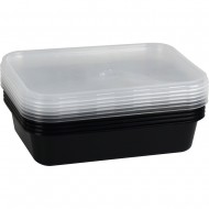 Microwave Plastic Food Containers Black Base 650CC 5pack