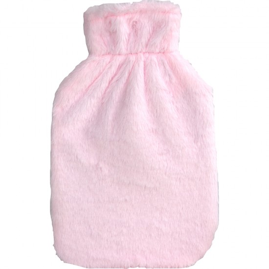 Faux Fur Cover Hot Water Bottle 2L Pink image