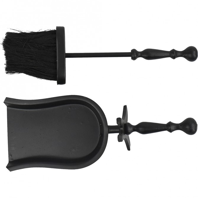 Fire Brush & Shovel Set Black With Round Handle ACCESSORIES image