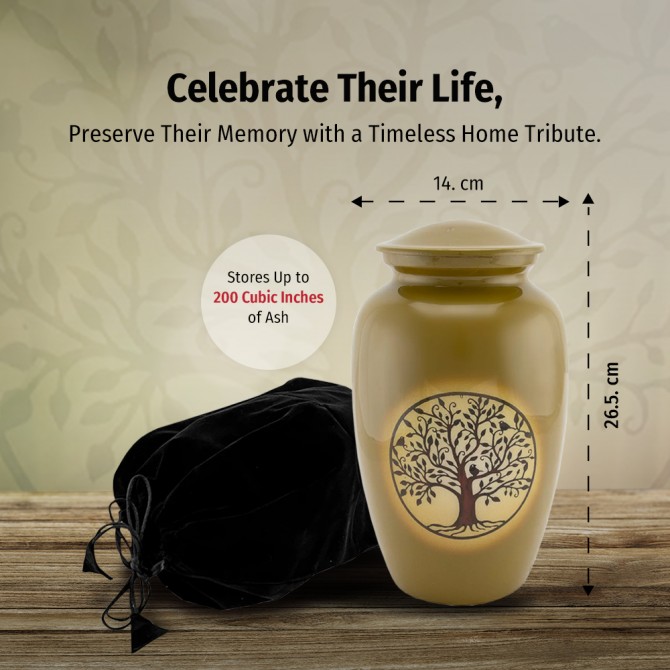 Large Cremation Memorial Urn for Adult Human Ashes Screw Lid Design Tree of Life ADULT URNS image