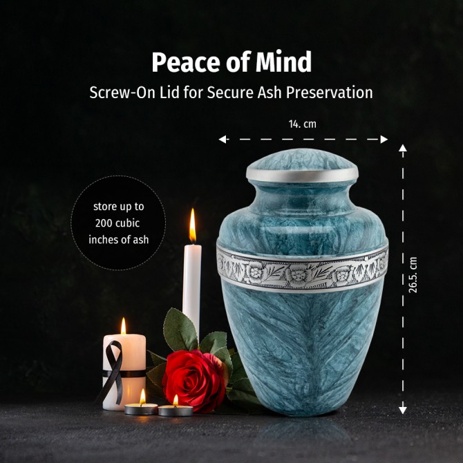 Urns for Ashes Adult Large Cremation Urns Funeral Memorial with Blue Milano ADULT URNS image