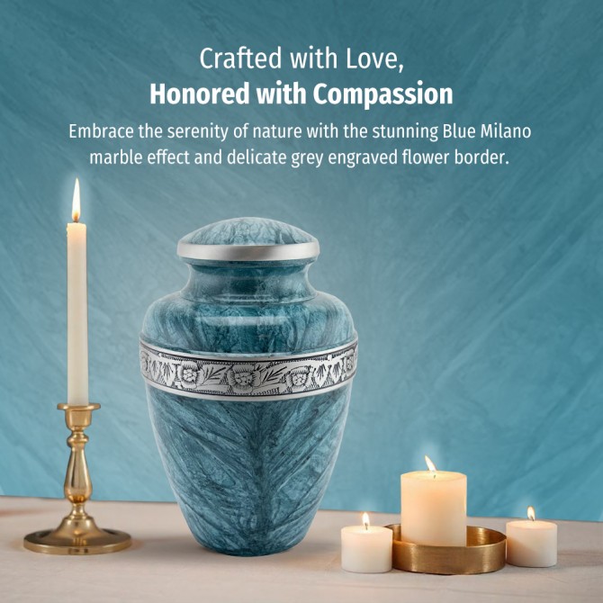 Urns for Ashes Adult Large Cremation Urns Funeral Memorial with Blue Milano ADULT URNS image