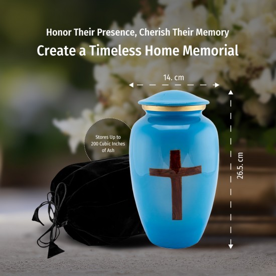 Urns for Ashes Adult Large Cremation Urns Funeral Memorial With Father Wooden Cross image