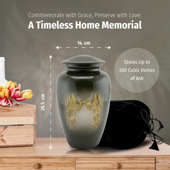 Urns for Ashes Adult Large Cremation Urns Funeral Memorial with Gold Angel Wing ADULT URNS image