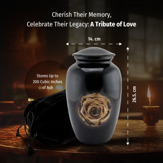 Urns for Ashes Adult Large Cremation Urns Funeral Memorial with Gold Rose ADULT URNS image