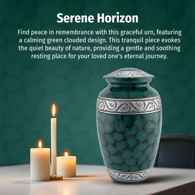 Urns for Ashes Adult Large Cremation Urns Funeral Memorial with Green Clouded image