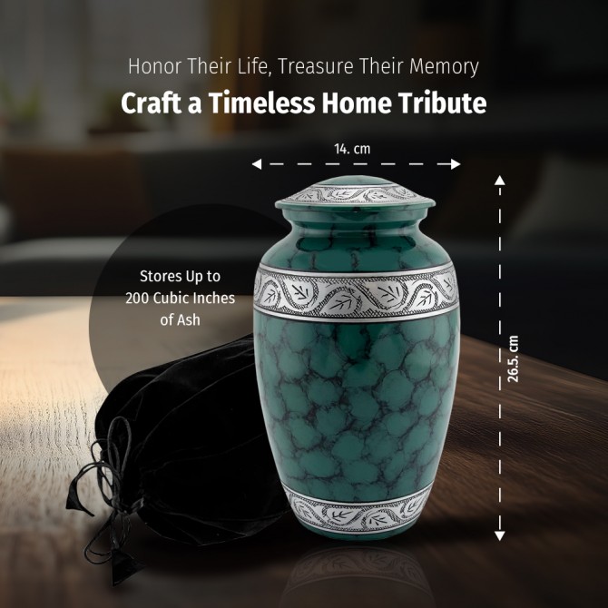 Urns for Ashes Adult Large Cremation Urns Funeral Memorial with Green Clouded image