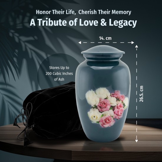 Urns for Ashes Adult Large Cremation Urns Funeral Memorial with Pink Rose ADULT URNS image