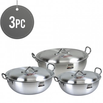 Klassic Aluminium Round Wok Karahi Set 34,36,40cm