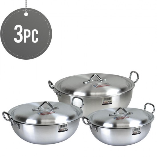 Klassic Aluminium Round Wok Karahi Set 34,36,40cm image