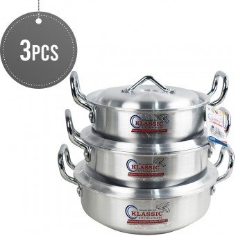 Klassic Flat Wok Karahi Set 22,24,26 cm