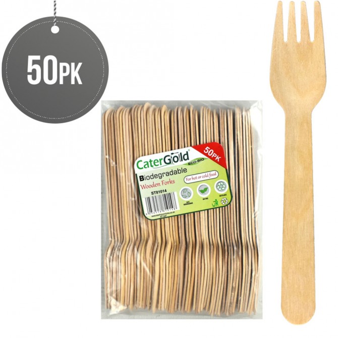 Biodegradable Wooden Forks 50 pack image