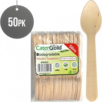 Biodegradable Wooden Tea Spoons 50 pack