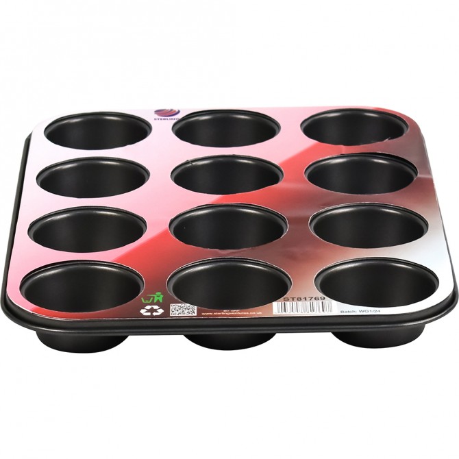 Non Stick Baking Muffin Tray 12 Cups Medium 35 x 26.5 x 3cm image