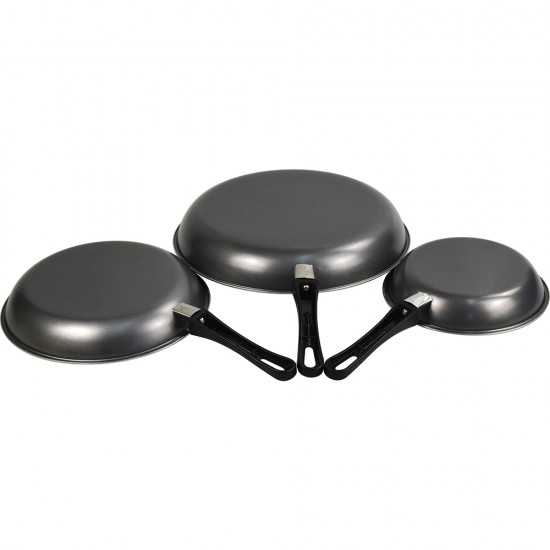 Non Stick Carbon Steel Fry Pan Set 3pc 20-26-30cm image