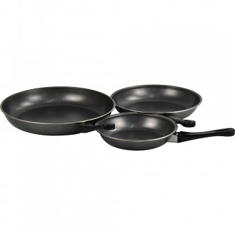 Non Stick Carbon Steel Fry Pan Set 3pc 20-26-30cm