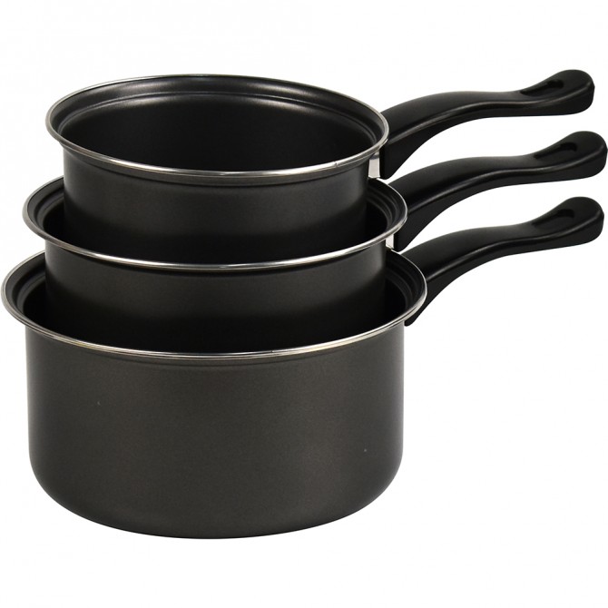 Non Stick Carbon Steel Milk Pan Set 3pc 16-18-20cm BAKEWARE image