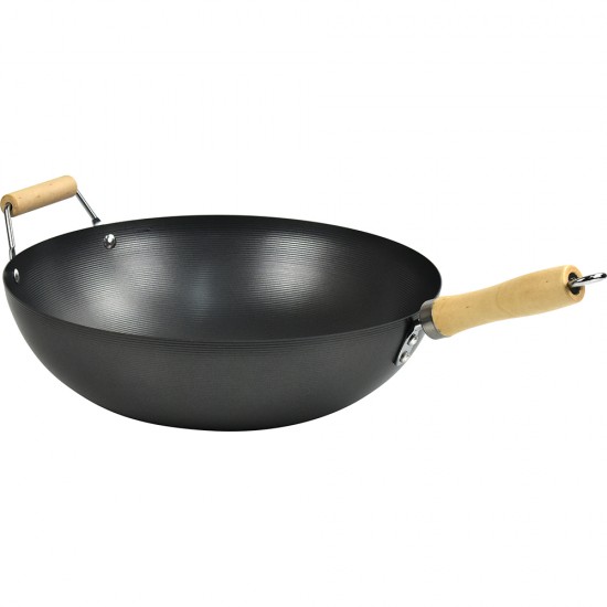 Non Stick Carbon Steel Wok With Long Handles 34cm image