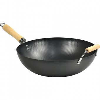 Non Stick Carbon Steel Wok With Long Handles 34cm