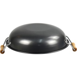 Non Stick Carbon Steel Wok With Short Wooden Handles 28cm