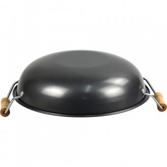 Non Stick Carbon Steel Wok With Short Wooden Handles 28cm