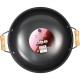 Non Stick Carbon Steel Wok With Short Wooden Handles 32cm image