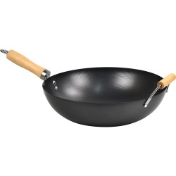 Non Stick Carbon Steel Wok WithLong Handles 32cm