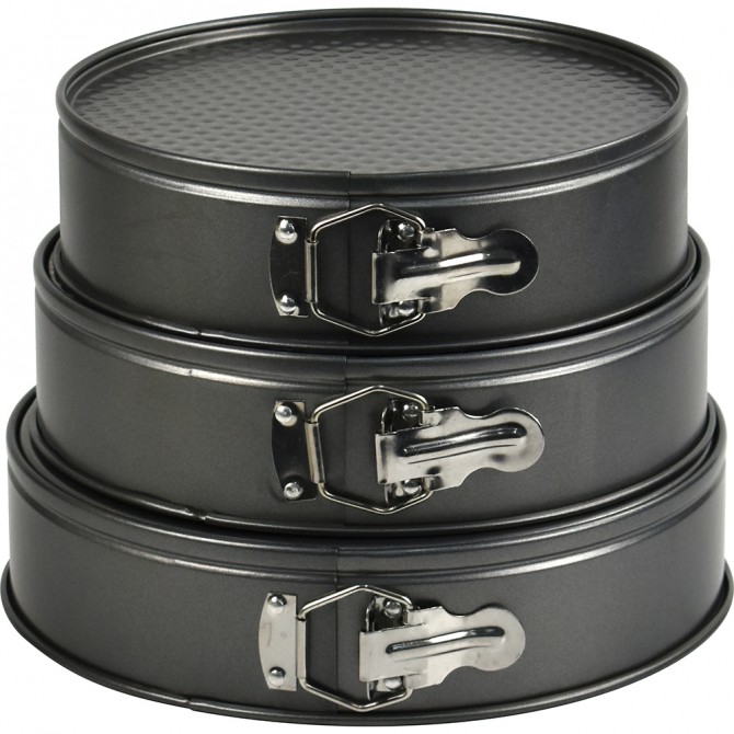 Non Stick Springform Round Cake Tin 3pc Set 24-26-28cm image