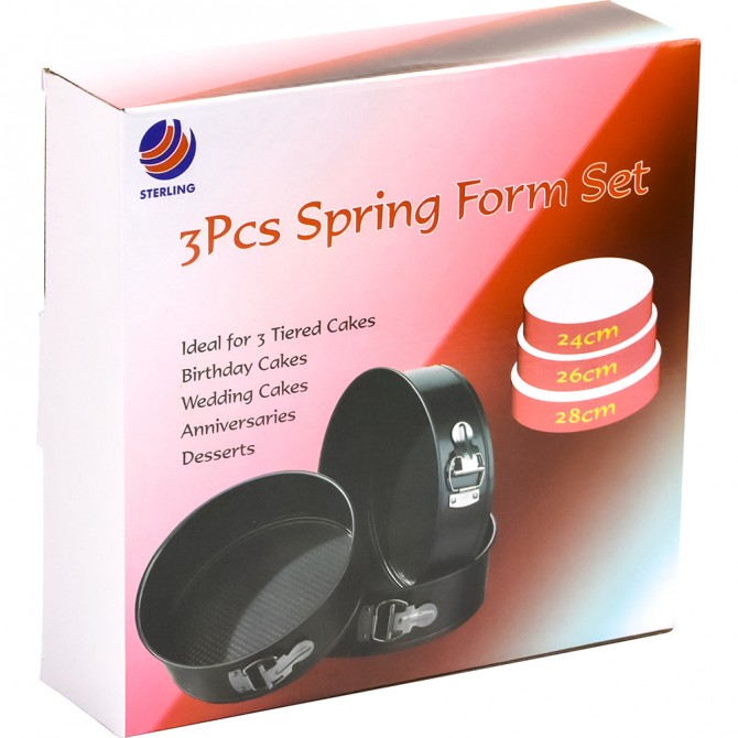 Non Stick Springform Round Cake Tin 3pc Set 24-26-28cm image