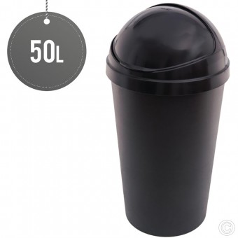 HDR Bullet Bin With Sliding Lid for Waste, Rubbish, Paper Bin 50L Black