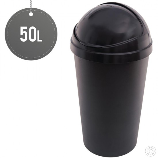 HDR Bullet Bin With Sliding Lid for Waste, Rubbish, Paper Bin 50L Black BINS & BUCKETS image