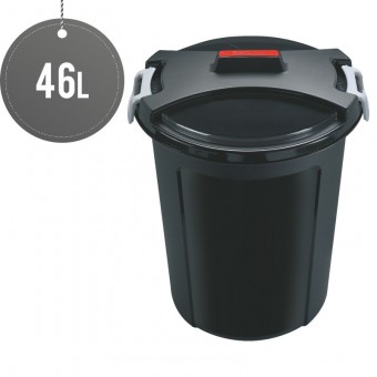 Heavy Duty Plastic Garden Waste Bin With Locking Lid 46L