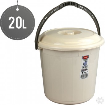 Plastic Bucket With Lid 20L Cream