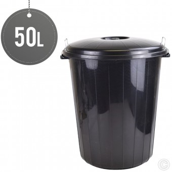 Plastic Lock Bin 50L Black