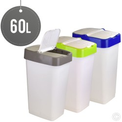 Plastic Recyling Bin With Double Swing Lid  60L