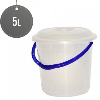 Sturdy Plastic Bucket With Lid Clear 5L