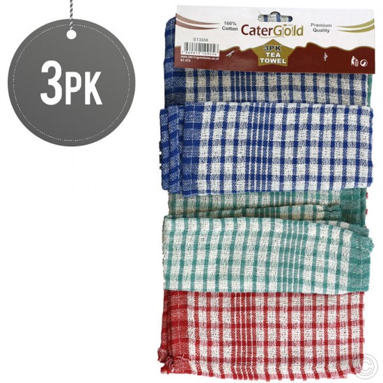 Cotton Chequered Tea Towels 3pack image