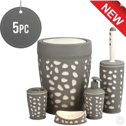 Stone Bathroom Set Grey & Cream 5 pc