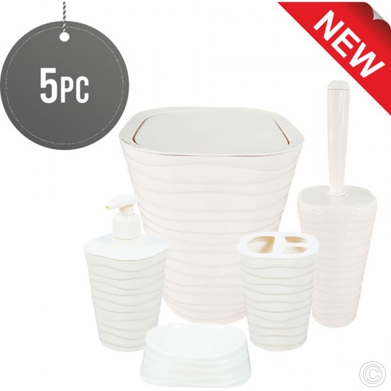 Welle Bathroom Set Cream 5 pc image