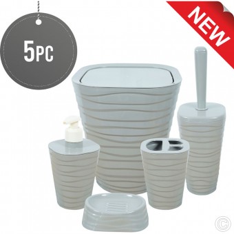 Welle Bathroom Set Grey 5pc