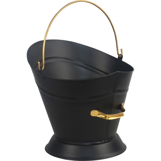 Black Coal Scuttle With Gold Ring 37cm COAL BUCKETS & HODS image