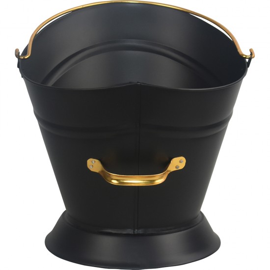 Black Coal Scuttle With Gold Ring 37cm COAL BUCKETS & HODS image