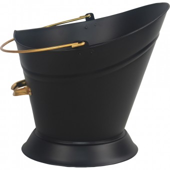 Black Coal Scuttle With Gold Ring 37cm