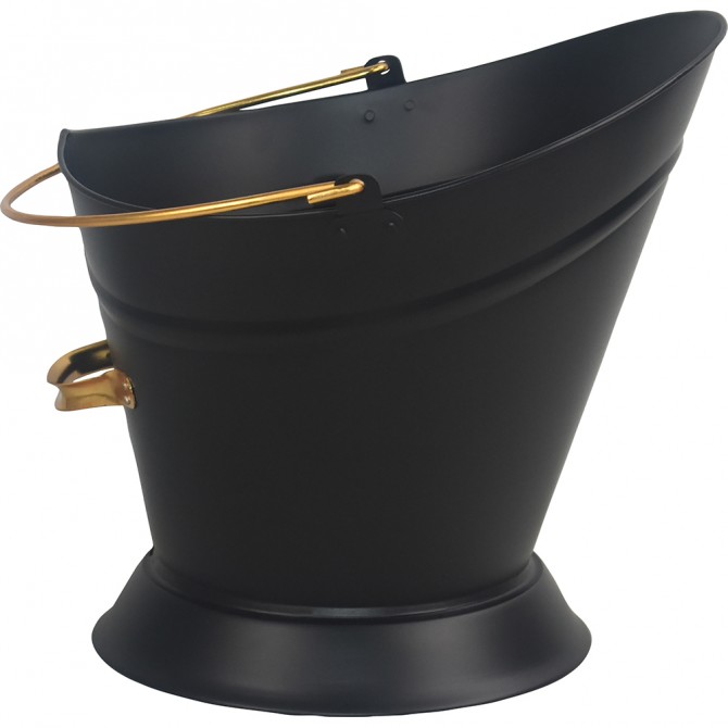 Black Coal Scuttle With Gold Ring 37cm COAL BUCKETS & HODS image