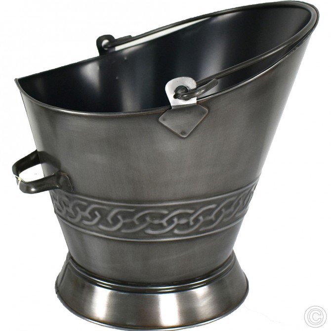 Galvanised Pewter Coal Bucket 37cm SCUTTLES image