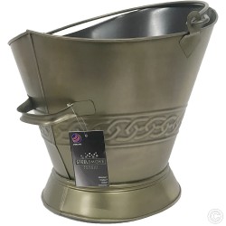 Heavy Duty Metal Fireplace Round Coal Scuttle Bucket Hod 37cm (Brass)…