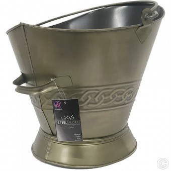 Heavy Duty Metal Fireplace Round Coal Scuttle Bucket Hod 37cm (Brass)…